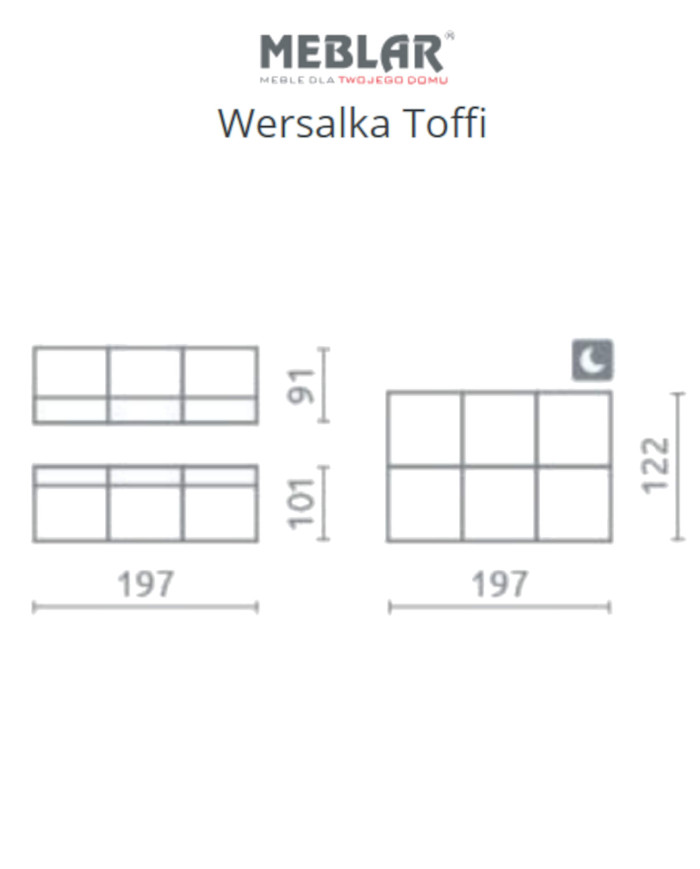Wersalka Toffi, funkcja spania, pojemnik, MEBLAR