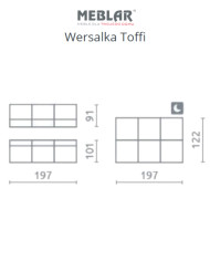 Wersalka Toffi, funkcja spania, pojemnik, MEBLAR