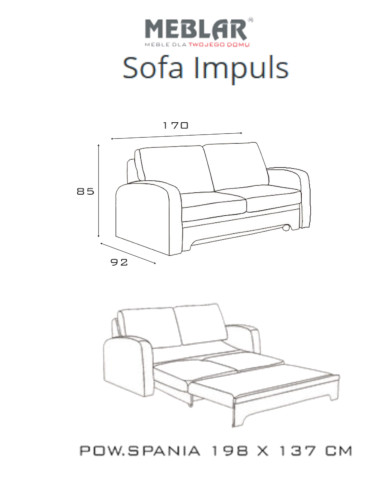 Sofa Impuls, funkcja spania, pojemnik, MEBLAR Sofa Impuls, funkcja spania, pojemnik, MEBLAR