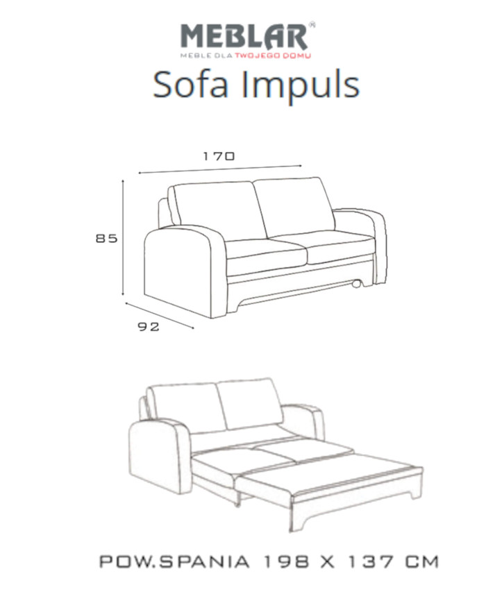 Sofa Impuls, funkcja spania, pojemnik, MEBLAR Sofa Impuls, funkcja spania, pojemnik, MEBLAR