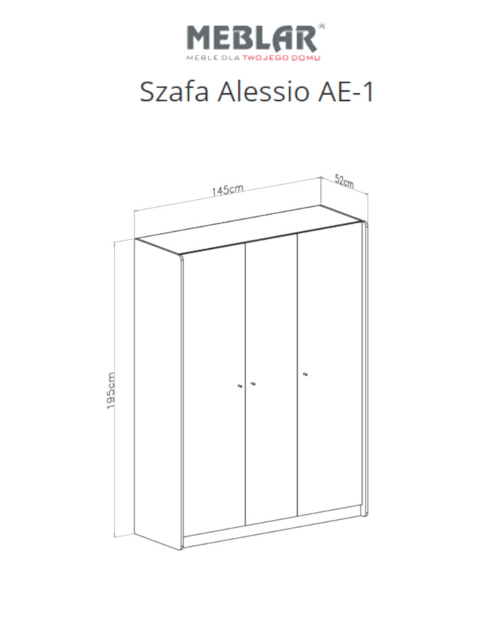 Szafa Alessio AE01, trzydrzwiowa, z drążkiem i półkami, Beż piaskowy/ Dąb olejowany, MEBLAR