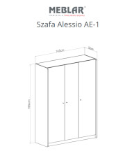 Szafa Alessio AE01, trzydrzwiowa, z drążkiem i półkami, Beż piaskowy/ Dąb olejowany, MEBLAR