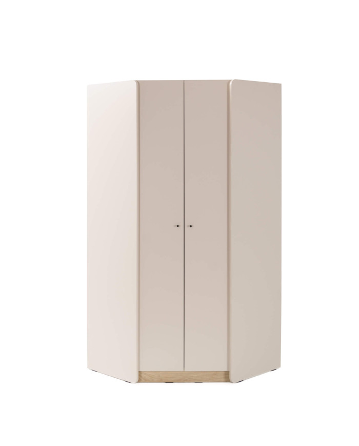 Szafa narożna Alessio AE02, dwudrzwiowa, półki wewnętrzne, drążki, Beż piaskowy/ Dąb olejowany, MEBLAR