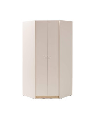 Szafa narożna Alessio AE02, dwudrzwiowa, półki wewnętrzne, drążki, Beż piaskowy/ Dąb olejowany, MEBLAR