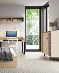 Szafa narożna Alessio AE02, dwudrzwiowa, półki wewnętrzne, drążki, Beż piaskowy/ Dąb olejowany, MEBLAR