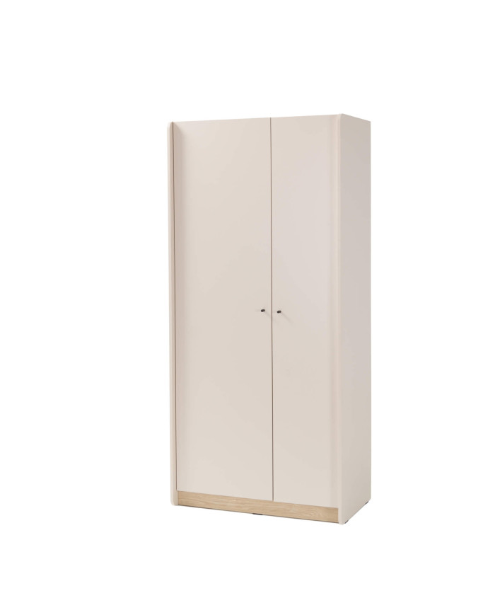 Szafa Alessio AE03, dwudrzwiowa, z drążkiem i półkami, Beż piaskowy/ Dąb olejowany, MEBLAR
