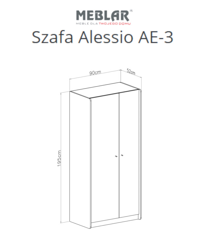 Szafa Alessio AE03, dwudrzwiowa, z drążkiem i półkami, Beż piaskowy/ Dąb olejowany, MEBLAR