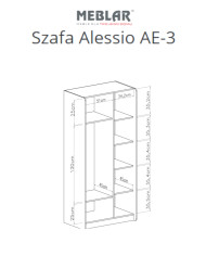 Szafa Alessio AE03, dwudrzwiowa, z drążkiem i półkami, Beż piaskowy/ Dąb olejowany, MEBLAR