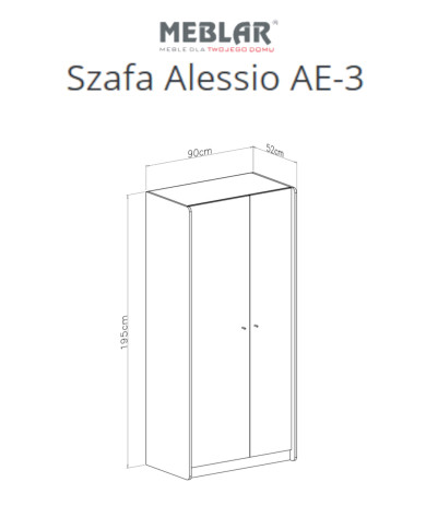 Szafa Alessio AE03, dwudrzwiowa, z drążkiem i półkami, Eukaliptus/ Dąb baltic dune, MEBLAR Szafa Alessio AE03, dwudrzwiowa, z drążkiem i półkami, Eukaliptus/ Dąb baltic dune, MEBLAR