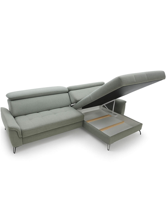 Narożnik Lago 3, funkcja spania, pojemnik, przestawne oparcia, regulowane zagłówki, MEBLAR