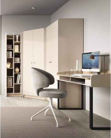 Regał Alessio AE06, wnęki regałowe, szuflady, Beż piaskowy/ Dąb olejowany, MEBLAR