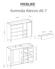Komoda Alessio AE-7, drzwi, szuflady, wnęka regałowa, Beż piaskowy/ Dąb olejowany, MEBLAR