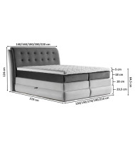 Łóżko kontynentalne Soleo 140x200, tapicerowane, materace, topper-5