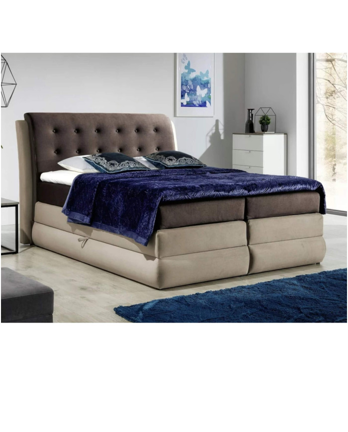 Łóżko kontynentalne Soleo 140x200, tapicerowane, materace, topper-3
