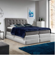 Łóżko kontynentalne Soleo 140x200, tapicerowane, materace, topper-1