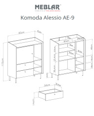 Komoda Alessio AE-9, drzwi, szuflady, wnęka regałowa, Beż piaskowy/ Dąb olejowany, MEBLAR