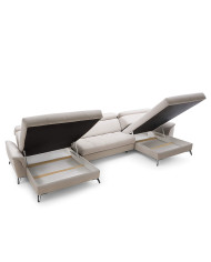 Narożnik Lago 5, funkcja spania, pojemniki, przestawne oparcia, regulowane zagłówki, MEBLAR