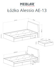 Łóżko Alessio AE13, powierzchnia spania 120x200 cm, Beż piaskowy/ Dąb olejowany, MEBLAR
