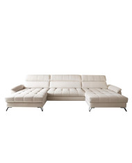 Narożnik Lago 5, funkcja spania, pojemniki, przestawne oparcia, regulowane zagłówki, MEBLAR