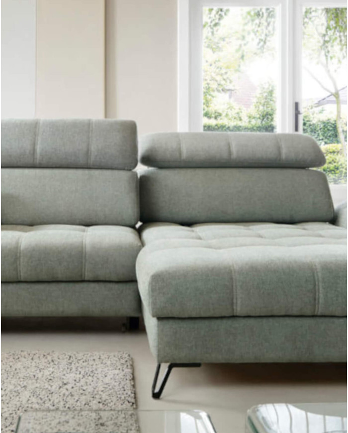 Narożnik Lago 3, funkcja spania, pojemnik, przestawne oparcia, regulowane zagłówki, MEBLAR