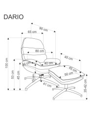 Dario z podnóżkiem, obrotowy, funkcja kołysania, czarna podstawa, Popielaty, HALMAR Dario z podnóżkiem, obrotowy, funkcja kołysania, czarna podstawa, Popielaty, HALMAR