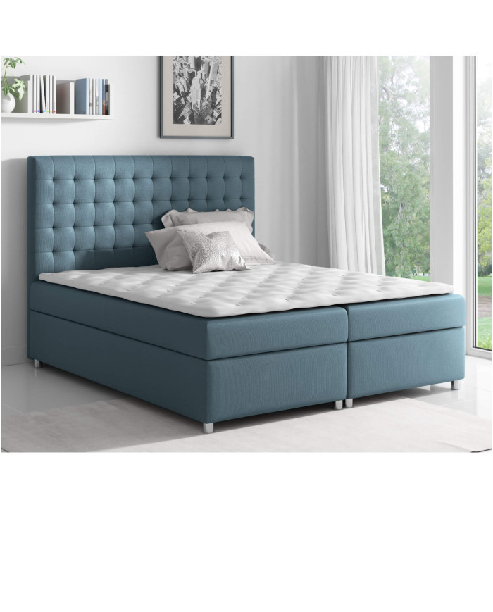 Łóżko kontynentalne Caren 120x200, tapicerowane, materac, topper-1