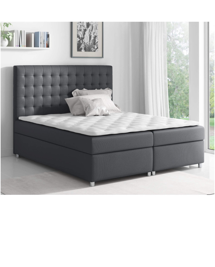 Łóżko kontynentalne Caren 120x200, tapicerowane, materac, topper-4