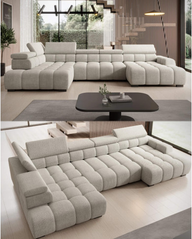 Narożnik Bull XL, regulowane zagłówki, elektrycznie wysuwane siedzisko, Wersal Narożnik Bull XL, regulowane zagłówki, elektrycznie wysuwane siedzisko, Wersal