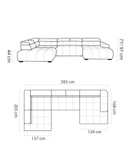 Narożnik Bull XL, regulowane zagłówki, elektrycznie wysuwane siedzisko, Wersal Narożnik Bull XL, regulowane zagłówki, elektrycznie wysuwane siedzisko, Wersal