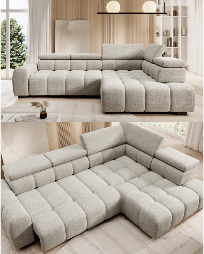 Narożnik Bull L, elektryczny wysuw siedziska, regulowane zagłówki, Wersal