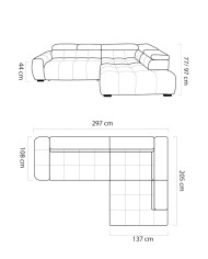 Narożnik Bull L, elektryczny wysuw siedziska, regulowane zagłówki, Wersal