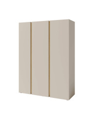 Szafa Luca LC01, trzydrzwiowa, z drążkami i półkami, Beż piaskowy/ Dąb olejowany, MEBLAR