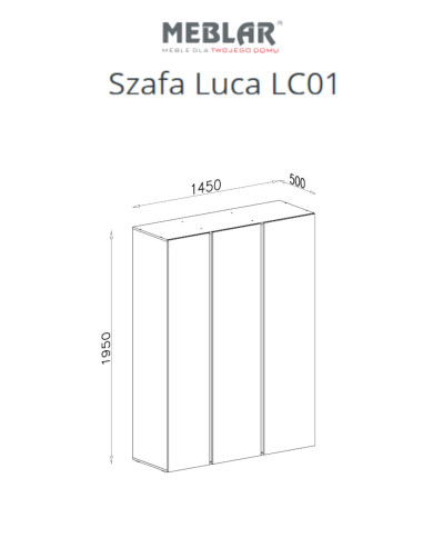 Szafa Luca LC01, trzydrzwiowa, z drążkami i półkami, Dąb piaskowy/ Dąb olejowany, MEBLAR