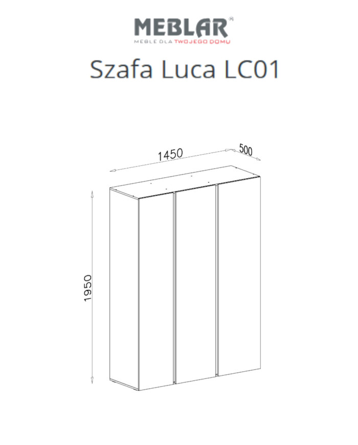 Szafa Luca LC01, trzydrzwiowa, z drążkami i półkami, Dąb piaskowy/ Dąb olejowany, MEBLAR