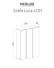 Szafa Luca LC01, trzydrzwiowa, z drążkami i półkami, Beż piaskowy/ Dąb olejowany, MEBLAR