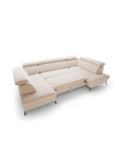 Narożnik Lago 4, funkcja spania, pojemniki, przestawne oparcia, regulowane zagłówki, MEBLAR