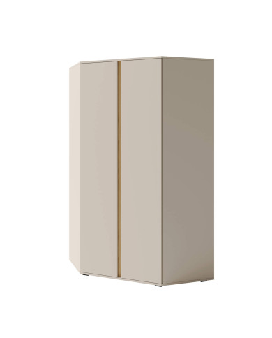 Szafa narożna Luca LC02, dwudrzwiowa, półki wewnętrzne, drążki, Beż piaskowy/ Dąb olejowany, MEBLAR