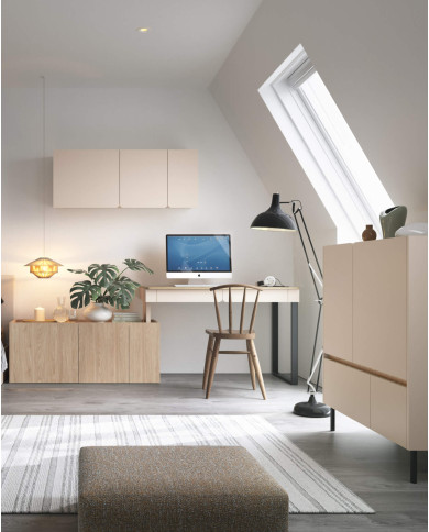 Szafa narożna Luca LC02, dwudrzwiowa, półki wewnętrzne, drążki, Beż piaskowy/ Dąb olejowany, MEBLAR