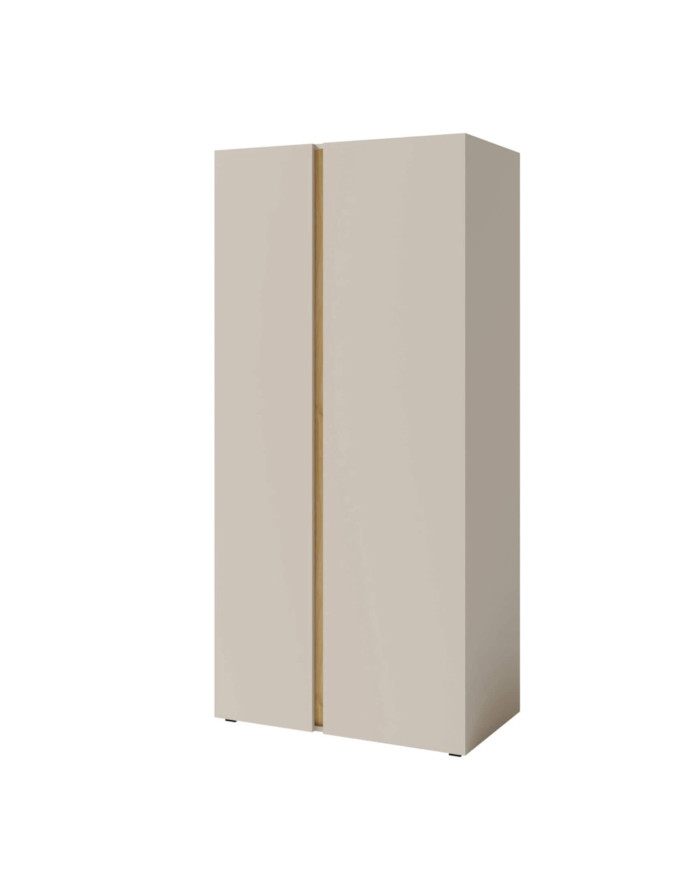Szafa Luca LC03, dwudrzwiowa, z drążkiem i półkami, Beż piaskowy/ Dąb olejowany, MEBLAR