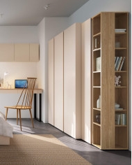 Szafa Luca LC03, dwudrzwiowa, z drążkiem i półkami, Beż piaskowy/ Dąb olejowany, MEBLAR