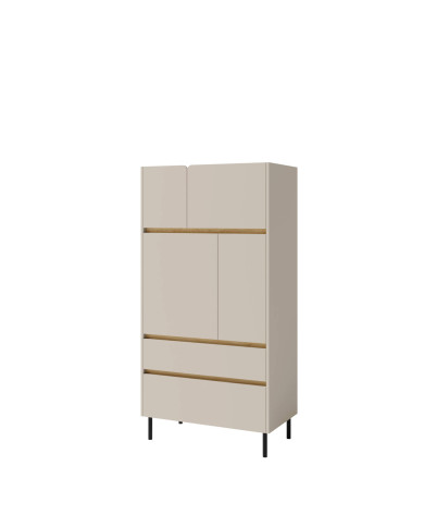 Regał Luca LC05, z drzwiami i szufladami, Beż piaskowy/ Dąb olejowany, MEBLAR