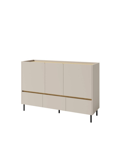 Komoda Luca LC07, drzwi, szuflady, Beż piaskowy/ Dąb olejowany, MEBLAR