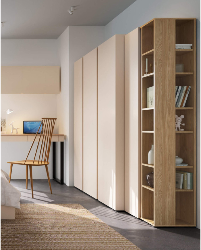 Komoda Luca LC07, drzwi, szuflady, Beż piaskowy/ Dąb olejowany, MEBLAR