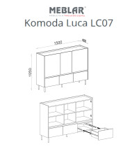 Komoda Luca LC07, drzwi, szuflady, Beż piaskowy/ Dąb olejowany, MEBLAR