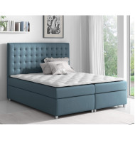 Łóżko kontynentalne Caren 200x200, tapicerowane, materac, topper-1