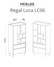 Regał Luca LC06, z drzwiami, półkami i szufladami, Beż piaskowy/ Dąb olejowany, MEBLAR
