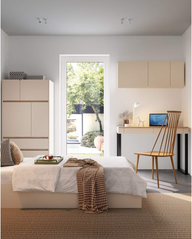 Komoda Luca LC08, drzwi, szuflady, Beż piaskowy/ Dąb olejowany, MEBLAR