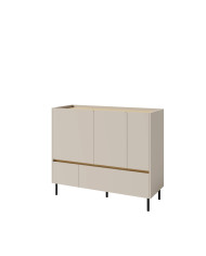 Komoda Luca LC08, drzwi, szuflady, Beż piaskowy/ Dąb olejowany, MEBLAR