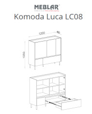 Komoda Luca LC08, drzwi, szuflady, Beż piaskowy/ Dąb olejowany, MEBLAR