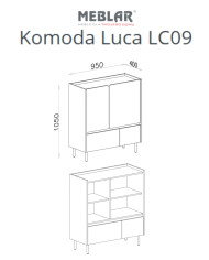 Komoda Luca LC09, drzwi, szuflady, Beż piaskowy/ Dąb olejowany, MEBLAR